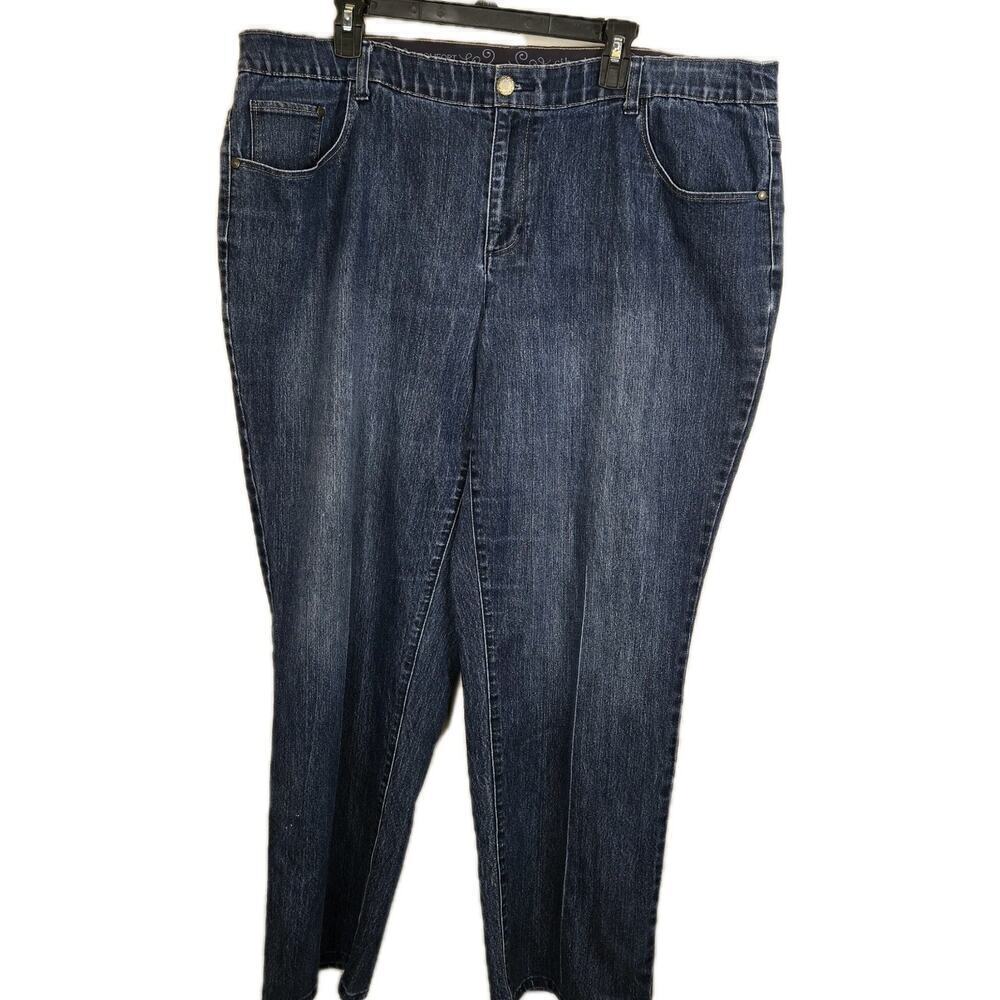 CJ Banks Jeans Women 22W Moderately Curvy Stretch Flat Front Dark Wash 30"inseam